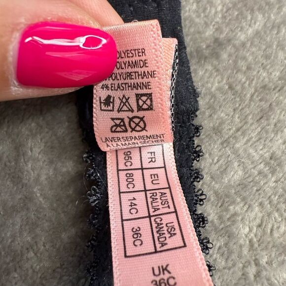 Agent Provocateur Black Pink Lace Bra 36C Knickers Forever Elegant - Picture 10 of 11